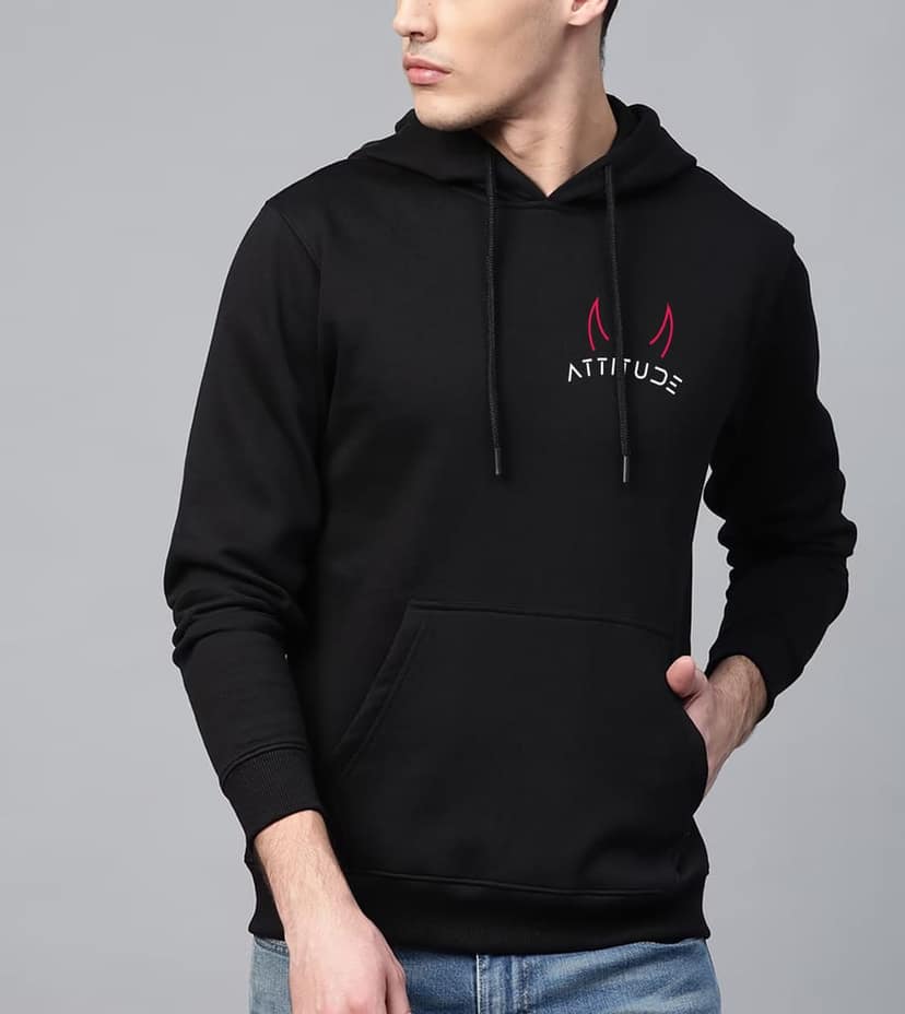 SCOTT FINCHER Black Hoodie for Men with Attitude Graphic Design : AA(RSHOD)BLACK_55 view 4