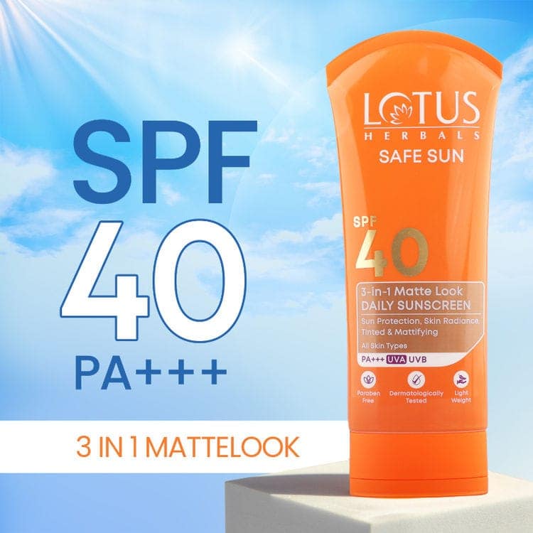 Lotus Herbals Safesun 3In1 Matte Look Tinted Sunscreen SPF 40 PA+++ In Vivo Tested Matte Finish (100g) view 3