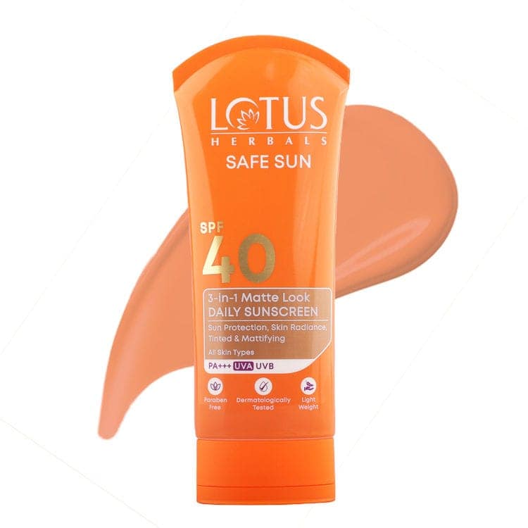 Lotus Herbals Safesun 3In1 Matte Look Tinted Sunscreen SPF 40 PA+++ In Vivo Tested Matte Finish (100g) view 8