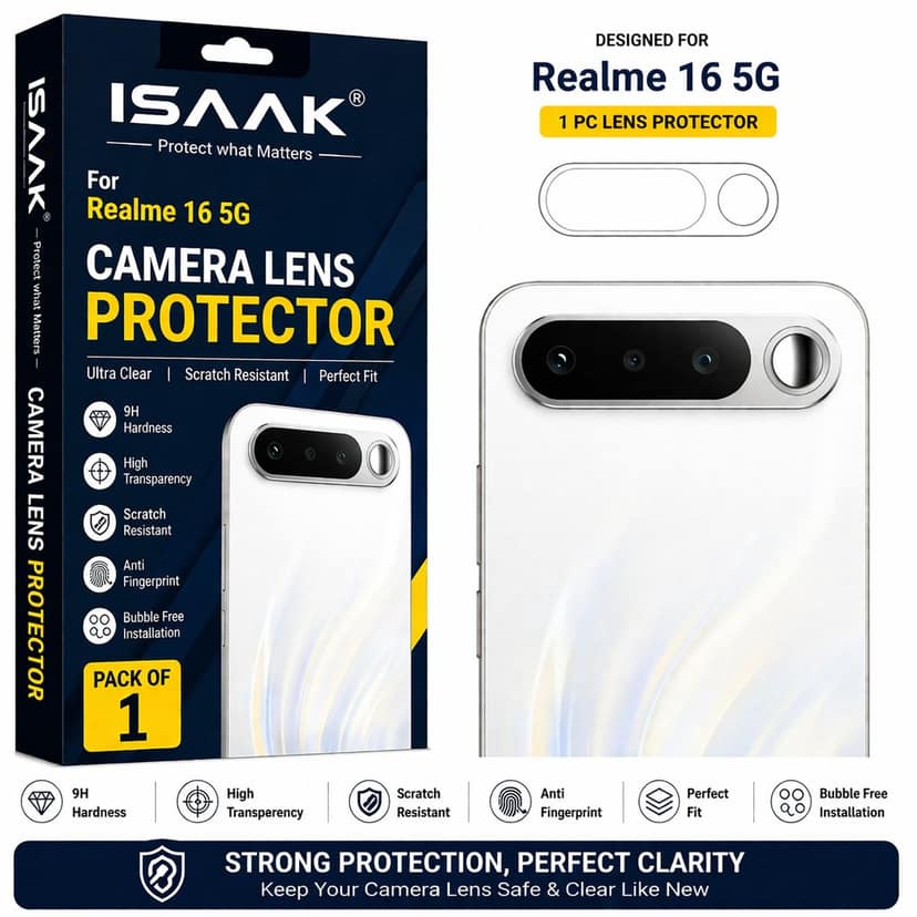ISAAK Back Camera Lens Protector compatible for Realme 16 5G (Pack of 1)