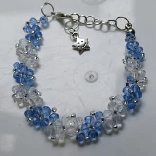 SkyBlue and White Crystal beaded Bracelet - Handmade Adjustable Jewellery