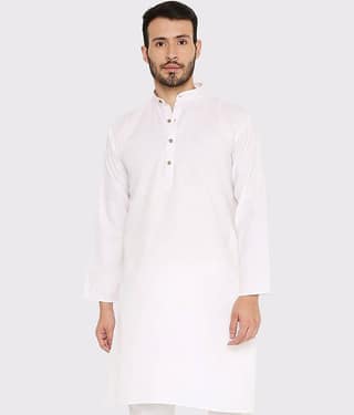Maharaja - White Cotton Men's Regular Kurta ( Pack of 1 )