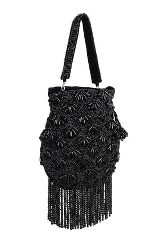Black Velvet Pearl Work Potli