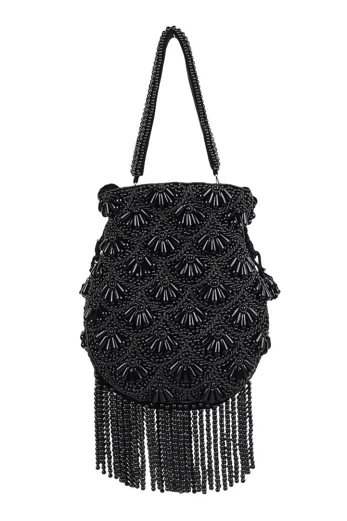 Black Velvet Pearl Work Potli view 2