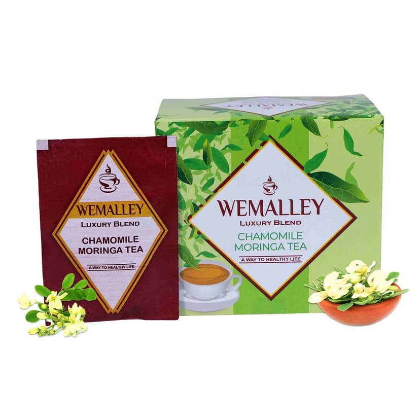 Wemalley Organic Chamomile Moringa Flowers Herbal Tea Teabags 40 grams| Improves Digestion & Sleep Quality| Calming Tea| Rich in Antioxidants| 0% Bitterness| 20 Teabags view 8