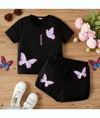 ODIMENT Pack of 1 Girls Cotton Blend T-shirt & Shorts ( Multicolor )