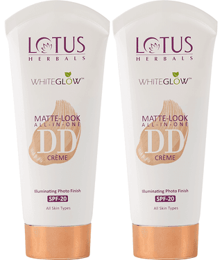 Lotus Herbals Whiteglow Matte Look All In One DD Cream , SPF 20, Natural Beige, 30gm (Pack of 2)