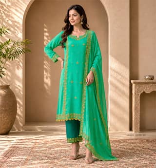 Handcrafted Zari Zardozi Hyderabadi Georgette Suit Set