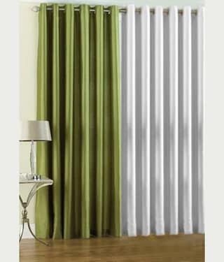 N2C Home Solid Semi-Transparent Eyelet Curtain 7 ft ( Pack of 2 ) - Multicolor