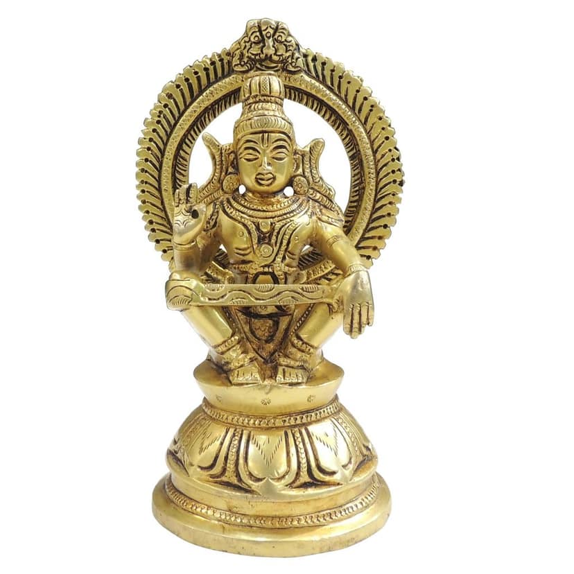 Brass Ayyappan God Idol Statue, Height : 7.2 Inch (BSMAS1896 D) view 2
