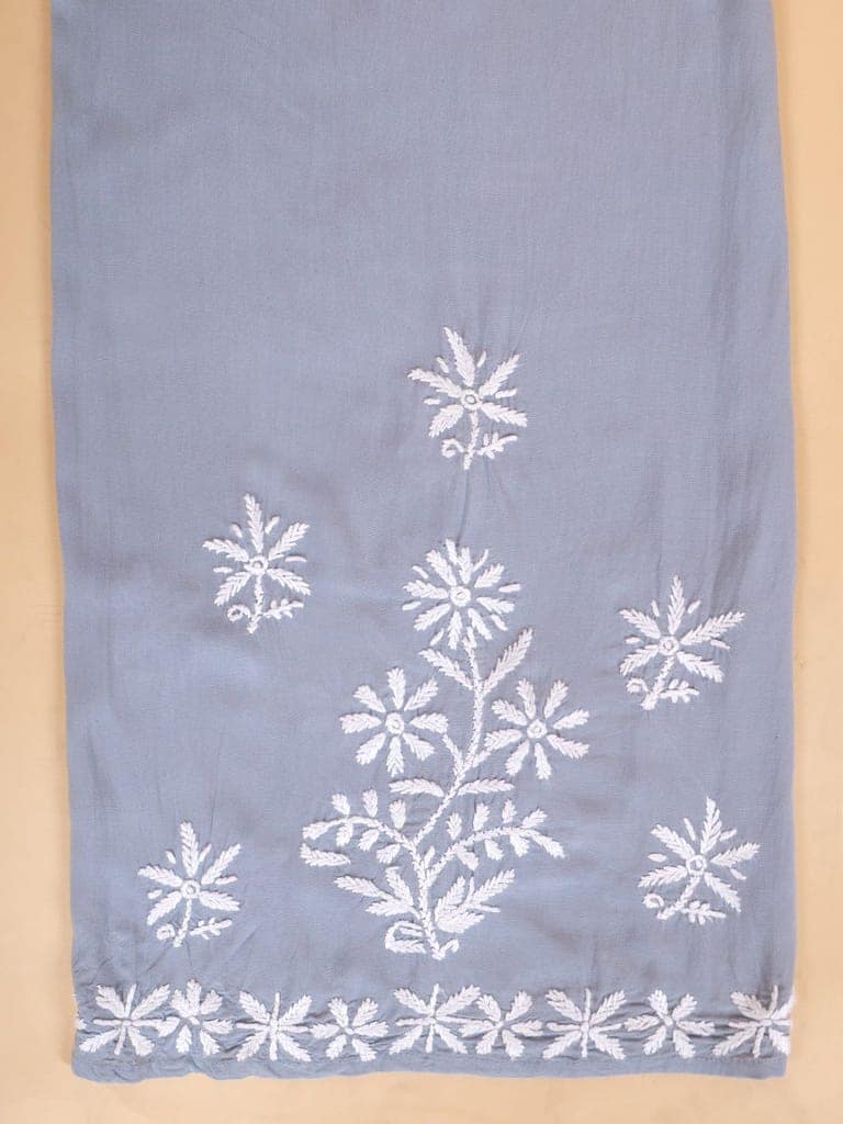 Pure Modal Heavy Bota Pattern hand embroidered Chikankari Kurta Set -Grey view 9