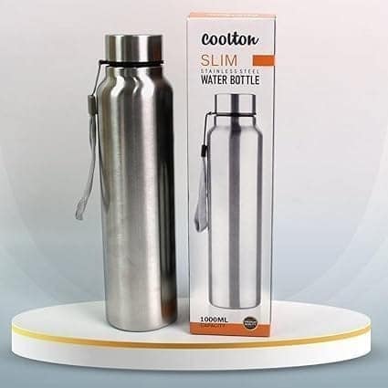 Denzcart Slim Stainless Steel Water Bottle, 1000ml, Leak-Proof, Wide Mouth with Carry Handle, Silver, LWH- 7x7x27 cm view 6