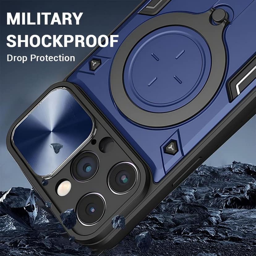 LIRAMARK Case Cover Compatible with Apple iPhone 12 Pro (6.1 inch) with Stand & Slider Camera Military Grade Protection view 3