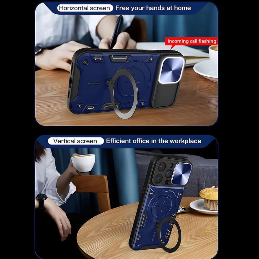LIRAMARK Case Cover Compatible with Apple iPhone 12 Pro (6.1 inch) with Stand & Slider Camera Military Grade Protection view 5