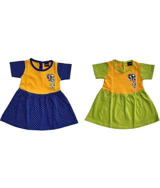 TRITI Baby Girls Cotton Blend Frocks ( Red & Green )