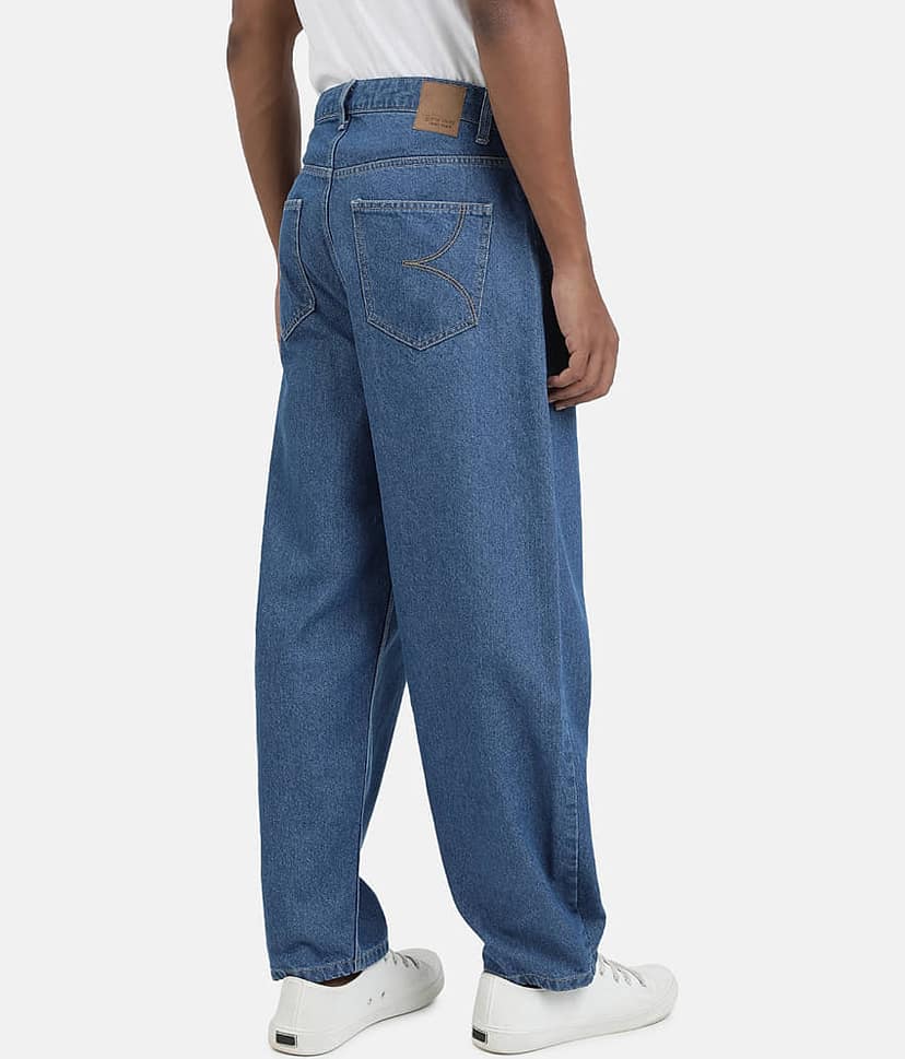 Bene Kleed Men Baggy Fit Mid-Rise Dark Shade Pure Cotton Clean Look Jeans view 6