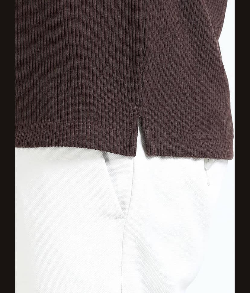 Cool Colors Men Cotton Blend Slim Fit Solid Polo T Shirt ( Brown ) view 6