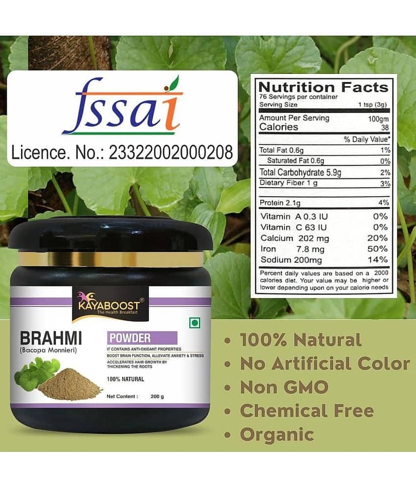 KAYABOOST Brahmi Powder For Eating, Liver, Skin Care, Brain, Immunity Booster (200 g) view 2
