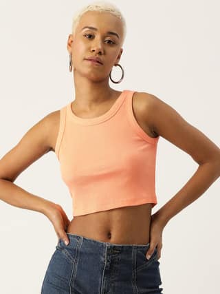 Peach Sleeveless Crop Top