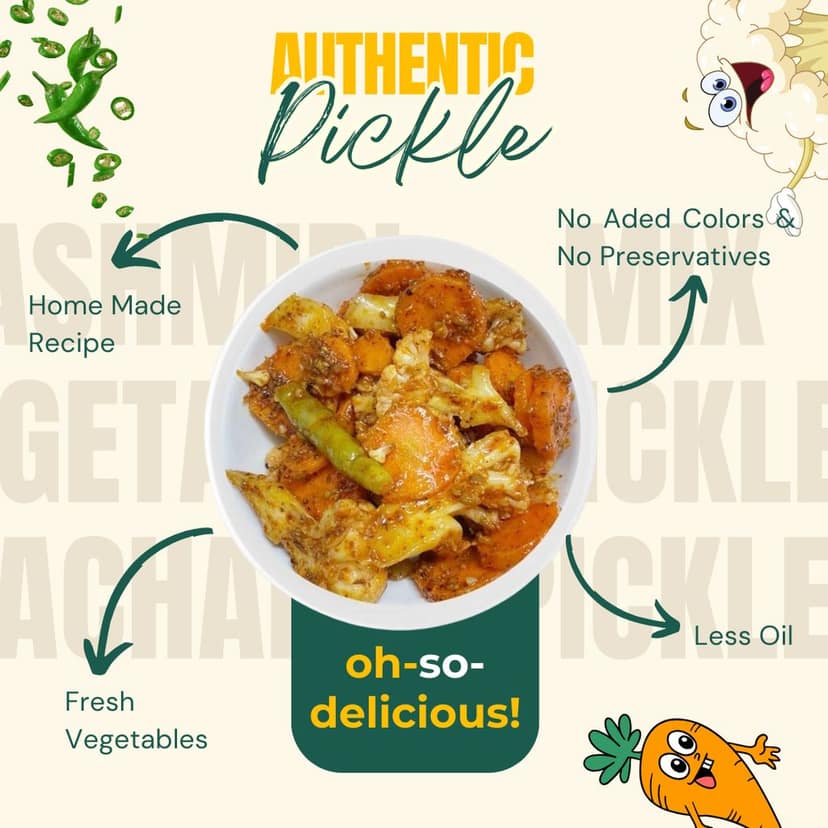 Dilbaro Kashmiri Mix Vegetable Pickle - Authentic Indian Pickle, 250g" view 2