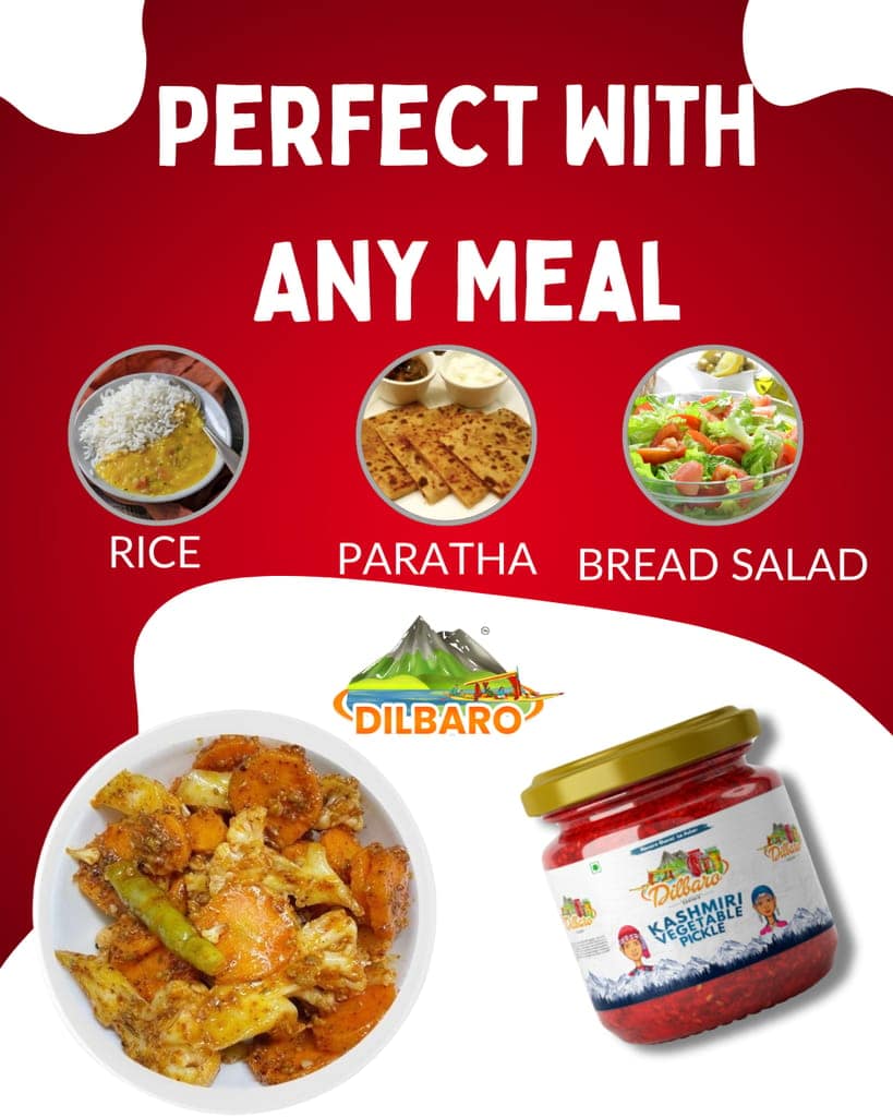 Dilbaro Kashmiri Mix Vegetable Pickle - Authentic Indian Pickle, 250g" view 3