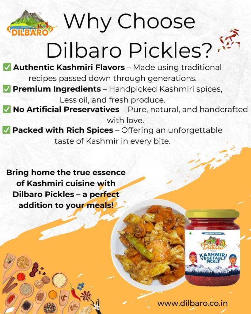 Dilbaro Kashmiri Mix Vegetable Pickle - Authentic Indian Pickle, 250g" view 4