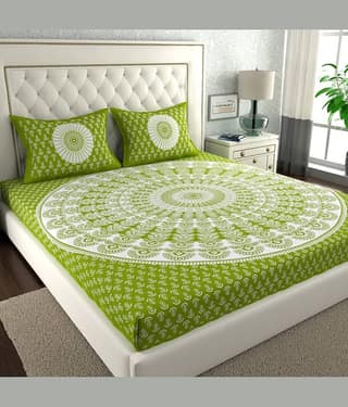 ABHACLOTHO Cotton 1 Double Bedsheet with 2 Pillow Covers ( Multicolor )