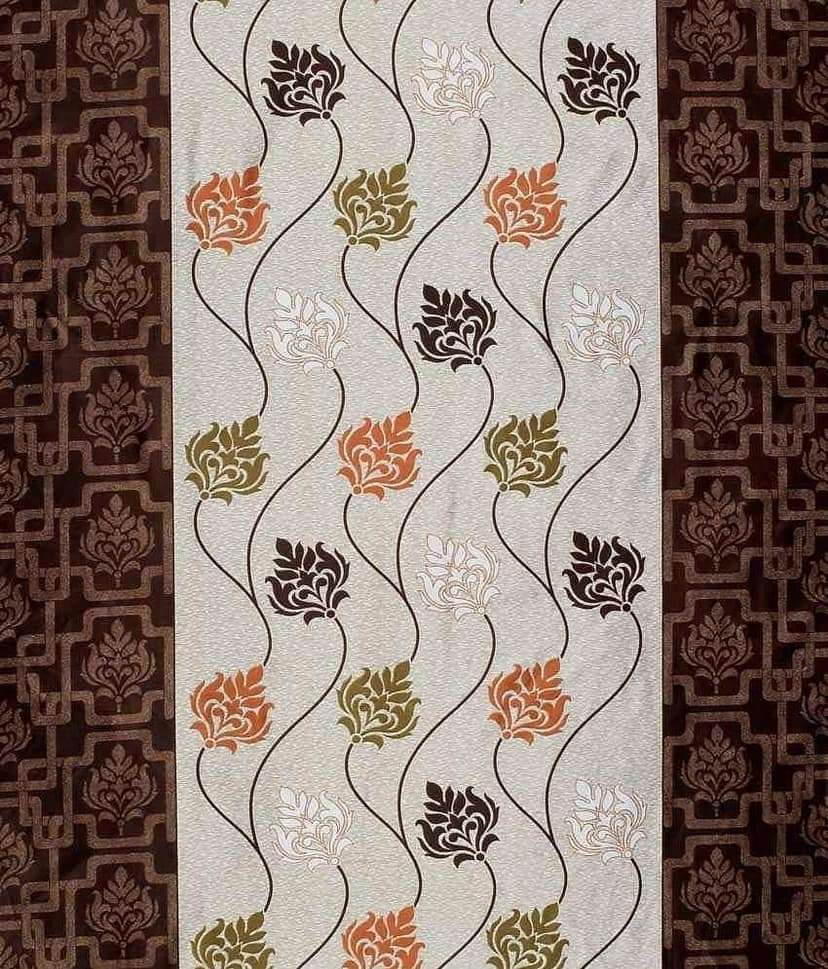 Home Sizzler Set of 2 Window Eyelet Curtains Abstract Brown view 2