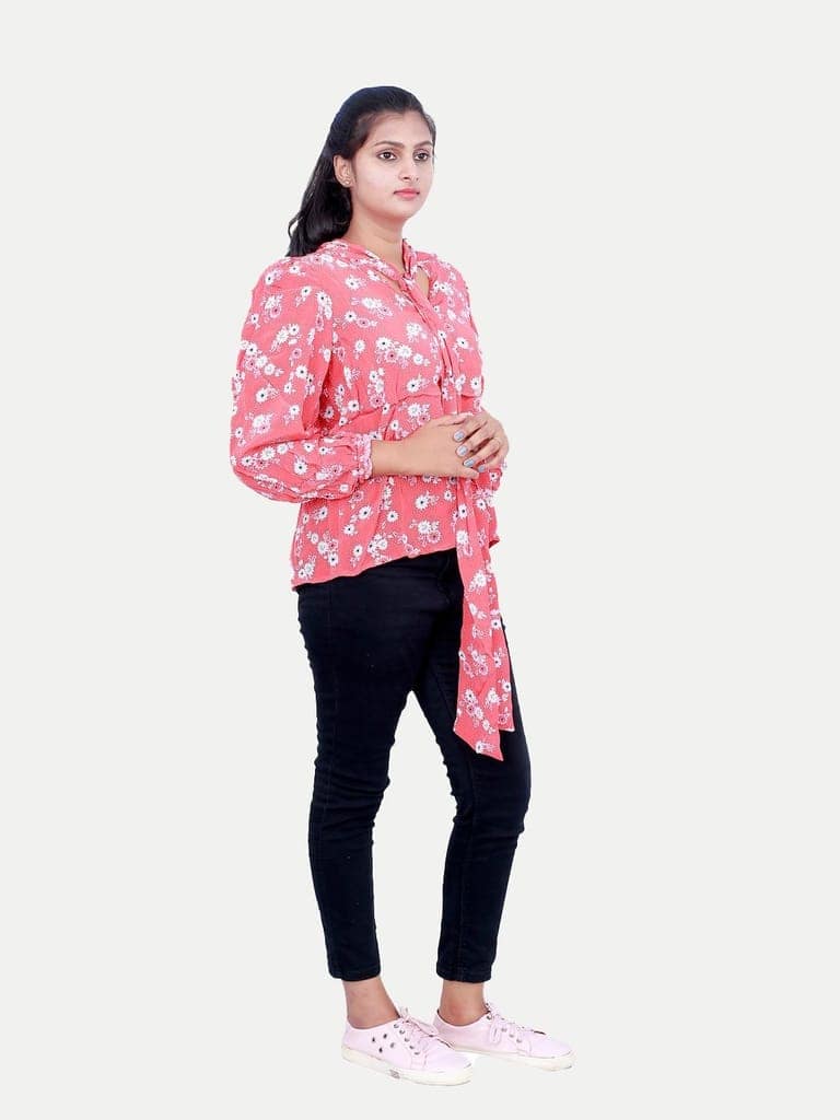 Women Red All Over Printed Blouse view 2