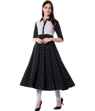 GOD BLESS Black Cotton Anarkali Kurti