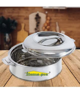 HomePro - Classy Insulated SS Casserole Silver Steel Serve Casserole ( Set of 1 , 4000 mL )