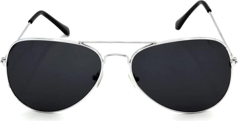HRINKAR Unisex Pilot Sunglasses Silver & Golden Frame, Black & Grey Lens (Medium) - Pack of 2 view 2