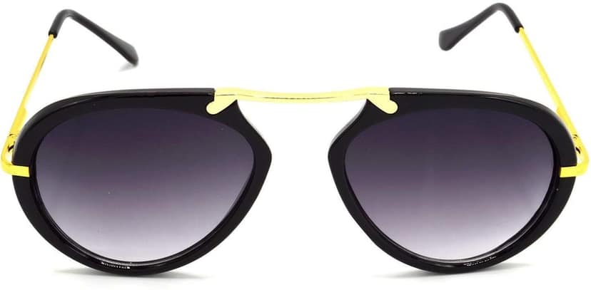 HRINKAR Unisex Pilot Sunglasses Silver & Golden Frame, Black & Grey Lens (Medium) - Pack of 2 view 3