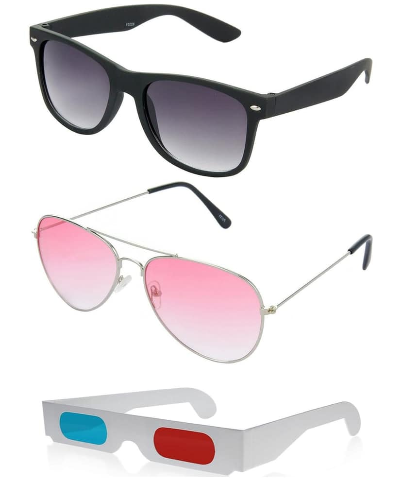 HRINKAR UV Protected Rectangle Unisex Sunglasses - (HCMB273_Grey & Red_M|54|Grey & Red Color Lens)