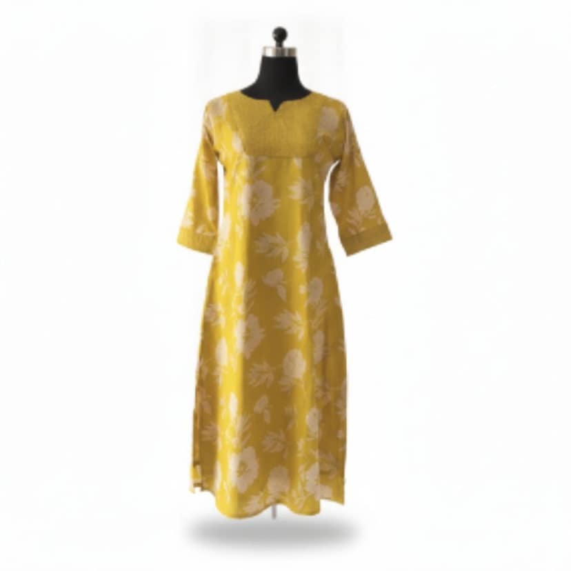 Women's Mustard Floral Print Kurti