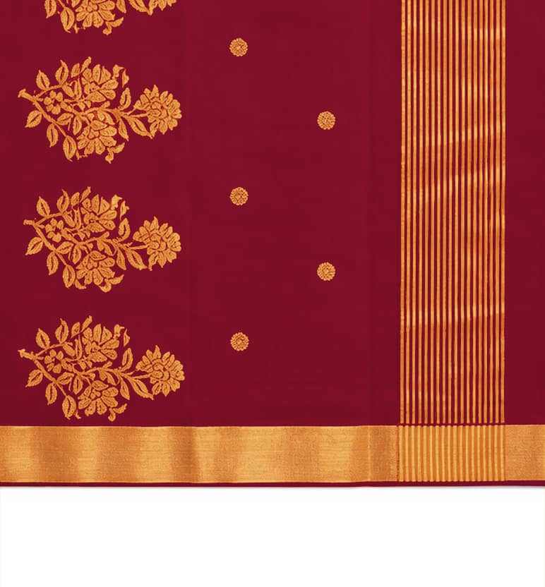 Handloom Chanderi Silk Mercerized Cotton Saree with Meena Booti view 4