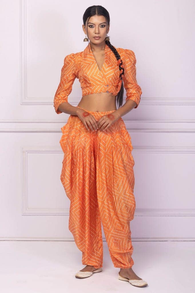 Orange Printed Silk Blouse view 2