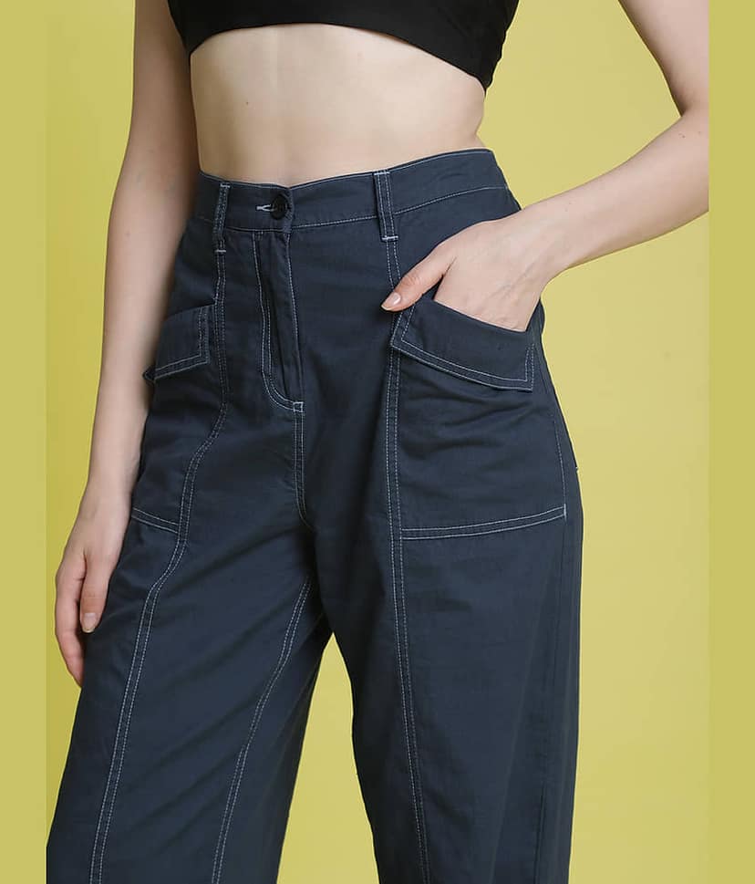 Bene Kleed Women Solid Shirt With Trousers Co-Ord Set ( Blue ) view 6