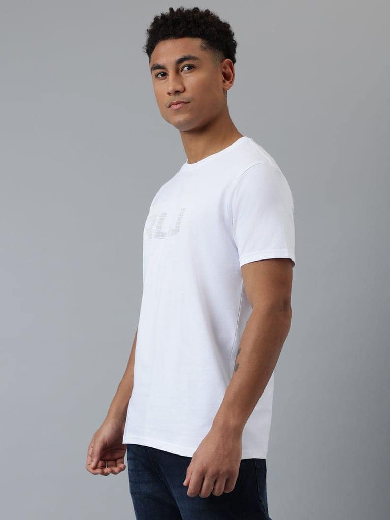 Men Off-White Regular Fit Crew Neck T-Shirt view 3