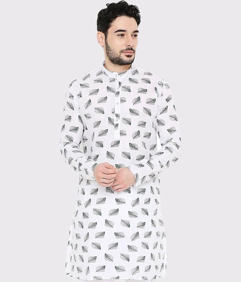 Maharaja - White Cotton Blend Men's Regular Kurta ( Pack of 1 )