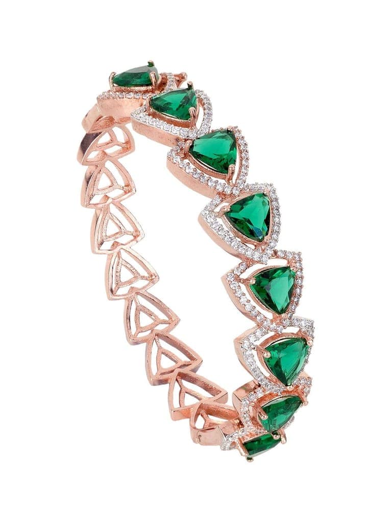 Rose Gold plated Green AD designer Handcrafted Bracelet for Women & Girls view 2