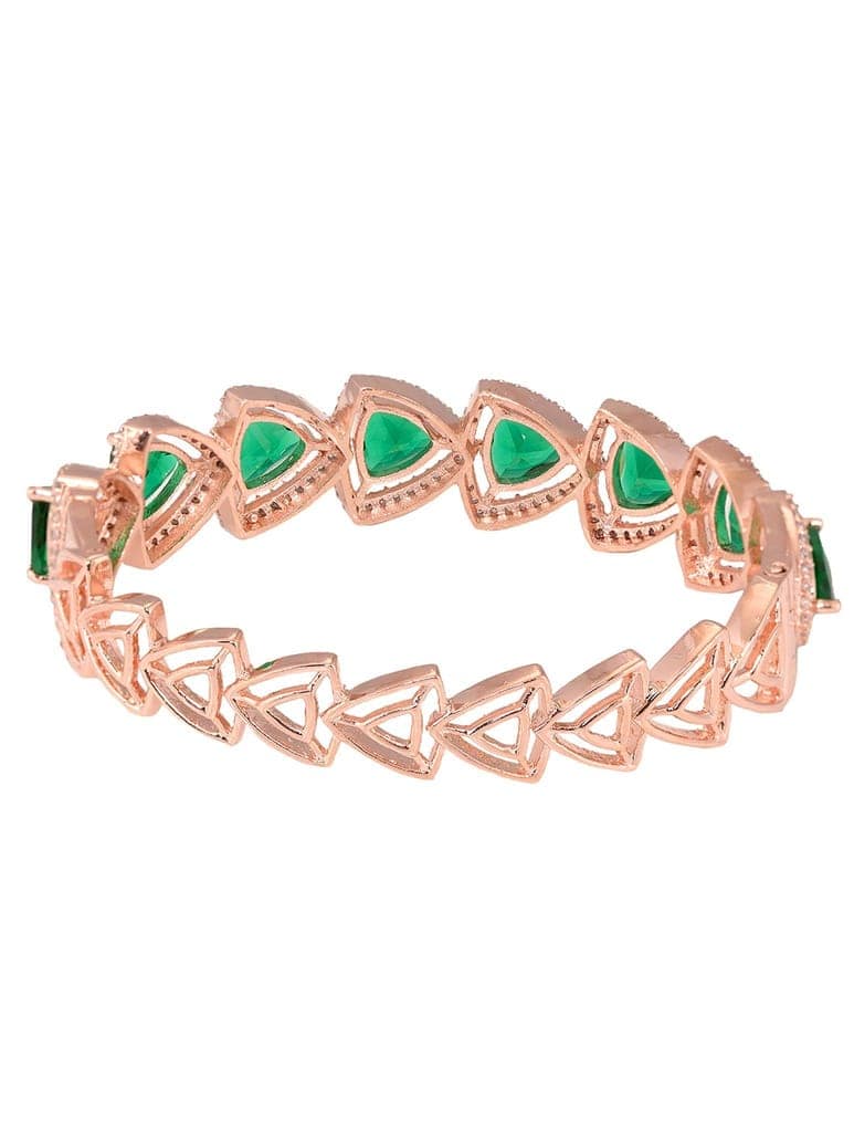 Rose Gold plated Green AD designer Handcrafted Bracelet for Women & Girls view 3