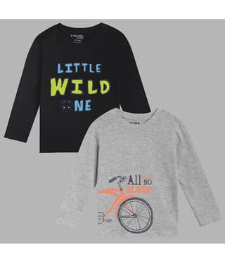 ETCHED DESIGN Pack of 2 Boys Cotton T-Shirt ( Multicolor )
