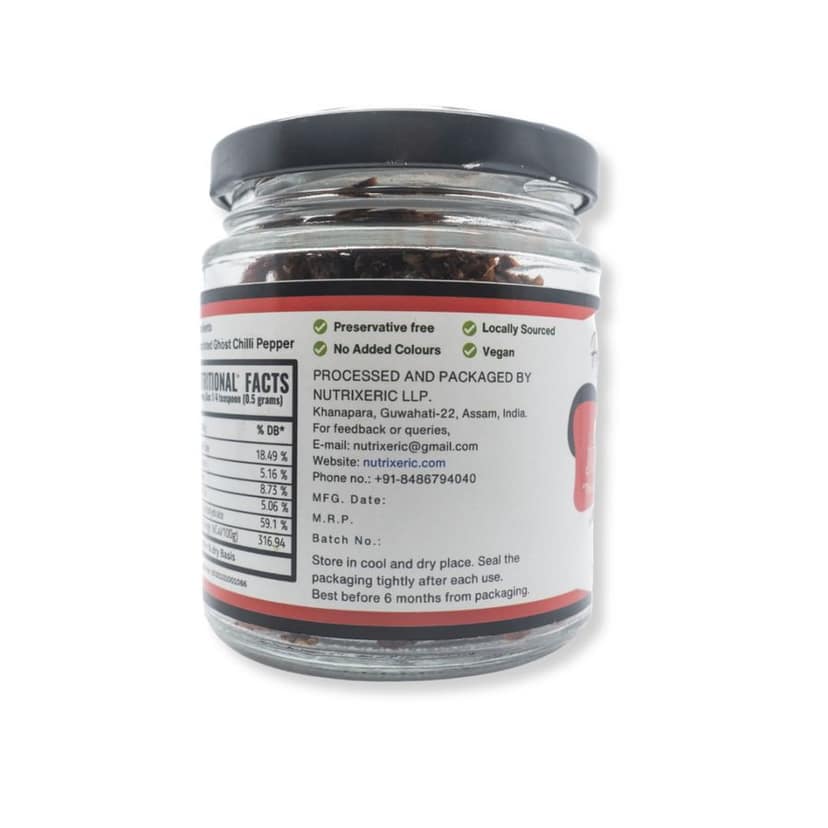 Hyfood Dried Bhut Jolokia Chunks (Ghost Pepper) - 25 gm - One jar of flakes view 2
