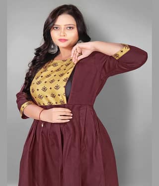Hetsa Maroon Cotton Blend Maternity Kurta