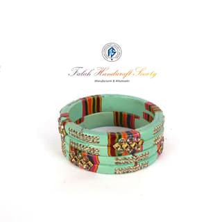 Rajasthani Lac Bangles In Beautiful New Design - Parrot Green