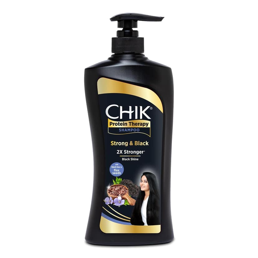 Buy 1 Get 1 Free - Chik Protein Therapy Shampoo, For 2X Stronger & Black Hair, With the Goodness Of Flax Seeds & Black Tea - 650ml ( Pack of 2)