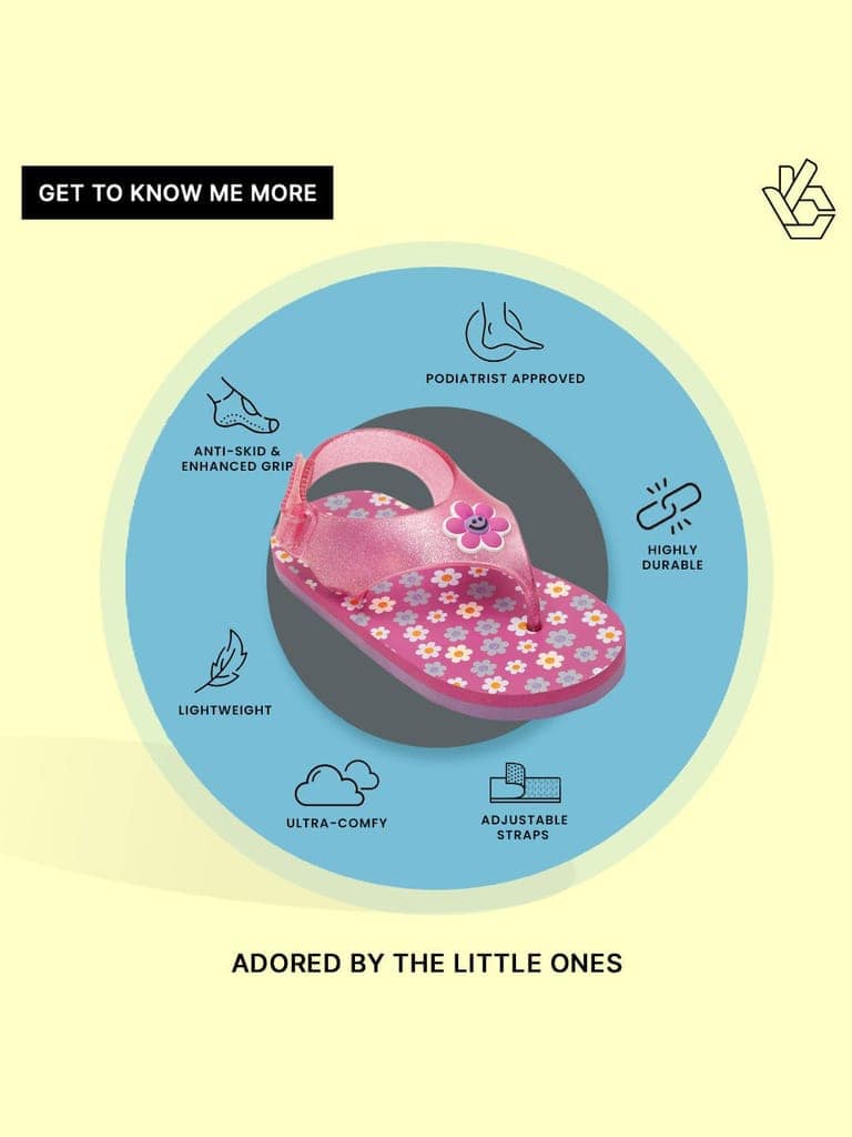 Premium Flower Jellies Flip-flops With Glitter- Purple (Girls) view 7