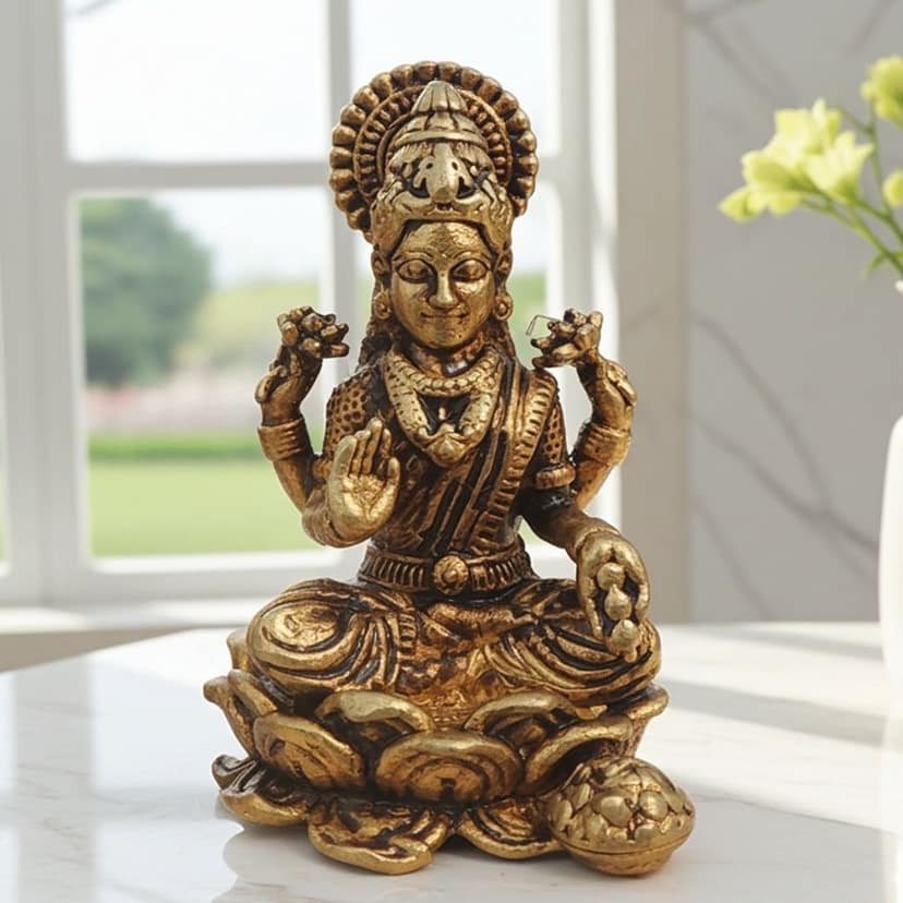 Brass Showpiece Laxmi Ji God Idol Statue, Made From Machine (BSMAS1687 L)