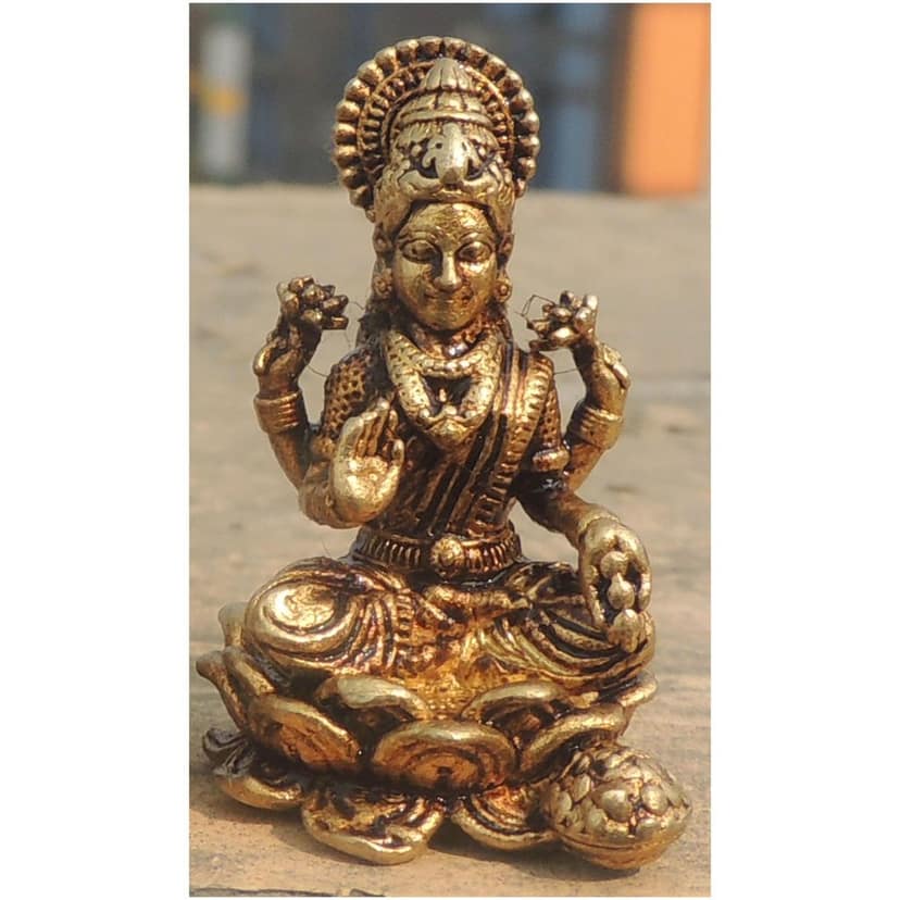 Brass Showpiece Laxmi Ji God Idol Statue, Made From Machine (BSMAS1687 L) view 2